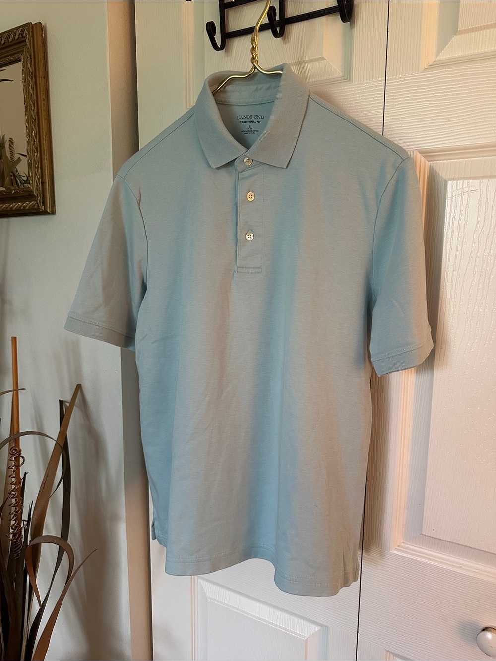 Lands' End Men's Pale Green Cotton Polo